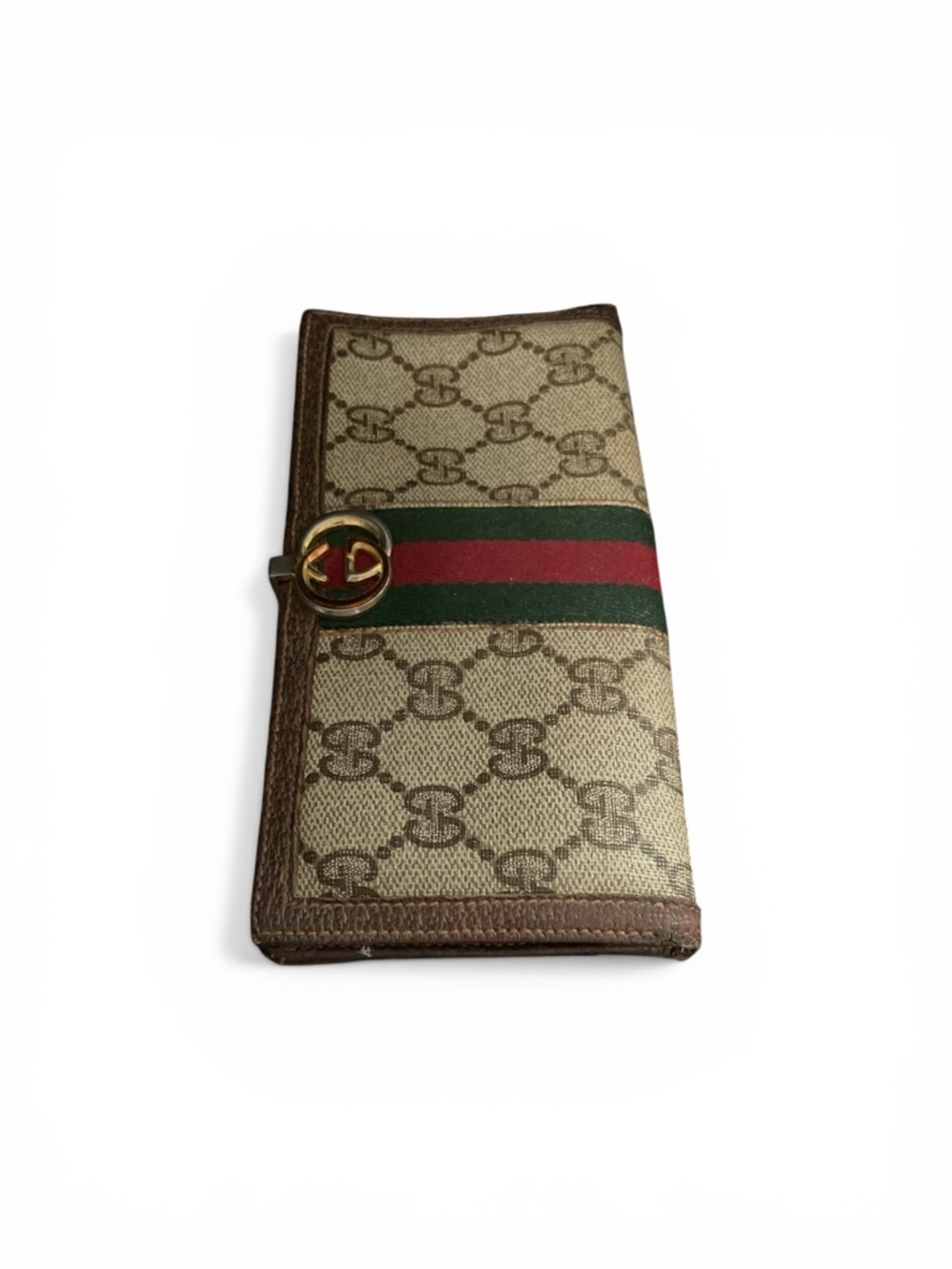 Vintage Gucci GG Supreme Sherry Line Long Wallet - Green Leather Interior - Picture 2 of 9